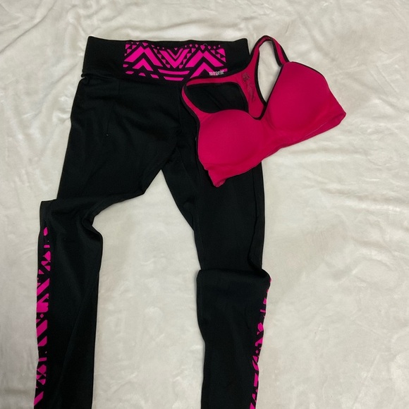 PINK  Black and Pink Yoga Leggings - Picture 1 of 8